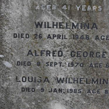 PEACOCK Wilhelmina -1946 :: PEACOCK Alfred George -1970 :: PEACOCK Louis Wilhelmina -1985