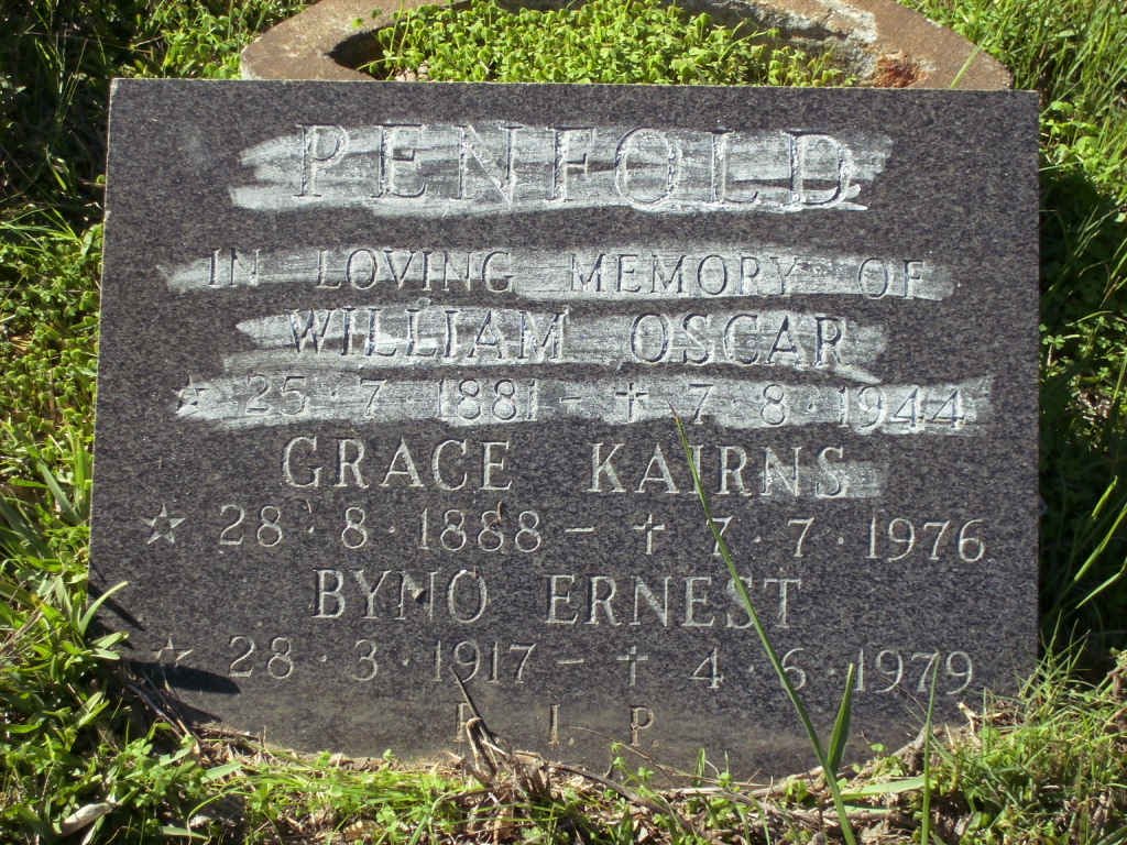 PENFOLD William Oscar 1881-1944 :: PENFOLD Grace Kairns 1888-1976 :: PENFOLD Byno Ernest 1917-1979