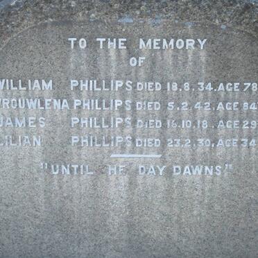 PHILLIPS William -1934 &amp; Vroulena -1942 :: PHILLIPS James -1918 :: PHILLIPS Lilian -1930