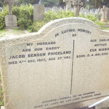 PHIGELAND Jacob Benson -1957 &amp; Eva Maria 1881-1961