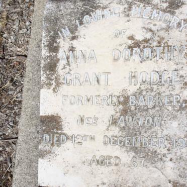 HODGE Anna Dorothy Grant nee LAWTON -1960