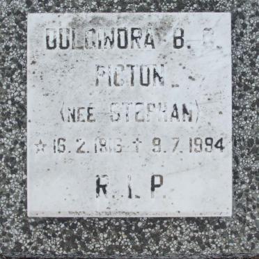 PICTON Dulcindra B.C. nee STEPHAN 1916-1994