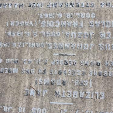 PIENAAR Nicholas Francois -1963 &amp; Elizabeth Jane ADAMS -1943 :: PIENAAR Jacobus Johannes -1950 :: PIENAAR Pieter Jozua -1956