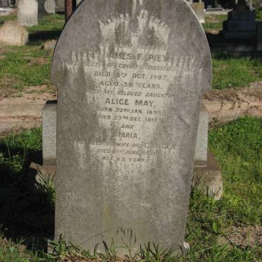 PIETERSEN Henry James F. -1907 :: PIETERSEN Alice May 1899-1912 :: CLAY Maria -1921