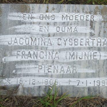 PIENAAR Jacomina Gysbertha Francina 1909-1990
