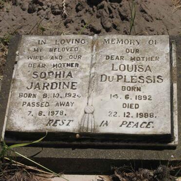 PLESSIS Louisa, du 1892-1988 :: JARDINE Sophia 1924-1978