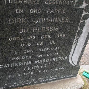PLESSIS Dirk Johannes, du -1958 &amp; Catherina Margaretha 1920-1984