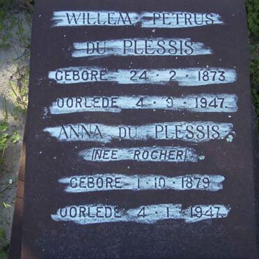 PLESSIS Willem Petrus, du 1873-1947 &amp; Anna ROCHER 1879-1947