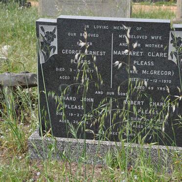 PLEASS George Ernest -1977 &amp; Margaret Clare McGREGOR -1970 :: PLEASS Richard John -1948 :: PLEASS Robert Charles -1952