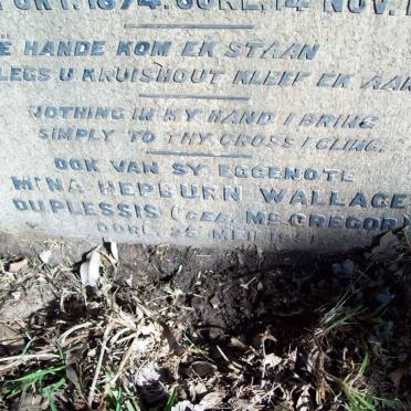 PLESSIS Mina Hepburn Wallace nee McGREGOR -1951