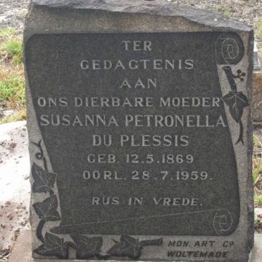 PLESSIS Susanna Petronella, du 1869-1959