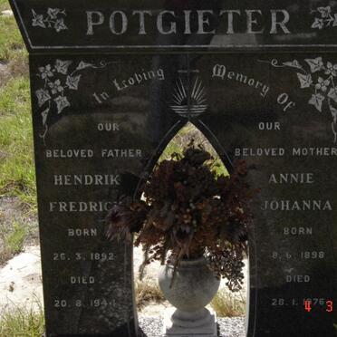 POTGIETER Hendrik Frederick 1892-1944 &amp; Annie Johanna 1898-1976