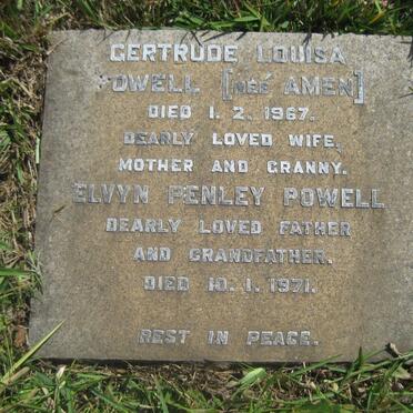 POWELL Elvyn Penley -1971 &amp; Gertrude Louisa AMEN -1967