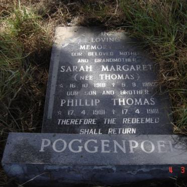 POGGENPOEL Sarah Margaret nee THOMAS 1918-1993 :: POGGENPOEL Phillip Thomas 1981-1981