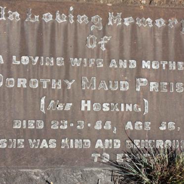 PREISS Dorothy Maud nee HOSKING -1955