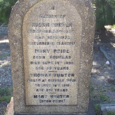 PRIDE Mary nee DOUGLAS 189? :: HUNTER Thomas -1916 :: HUNTER Mary nee PRIDE  -1930