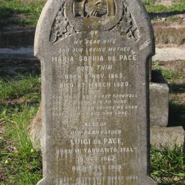 PACE Luigi, de 1862-1928 &amp; Maria Sophia THIM 1865-1920