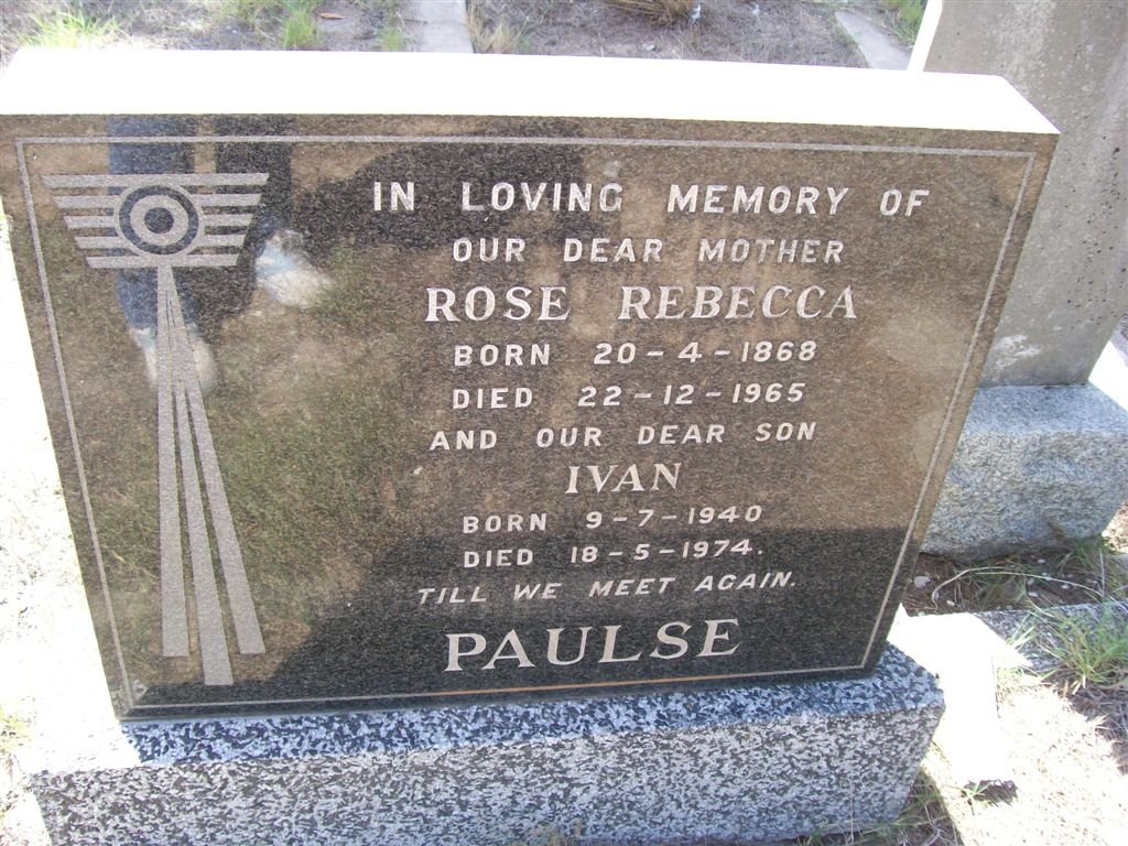 PAULSE Rose Rebecca 1868-1965 :: PAULSE  Ivan 1940-1974