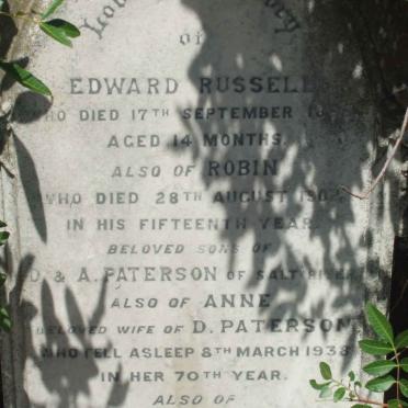 PATERSON A. -1938 :: PATERSON Edward Russell -18?? :: PATERSON Robin Russell -1902