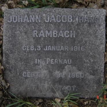RAMBACH Johann Jacob 1916-1960