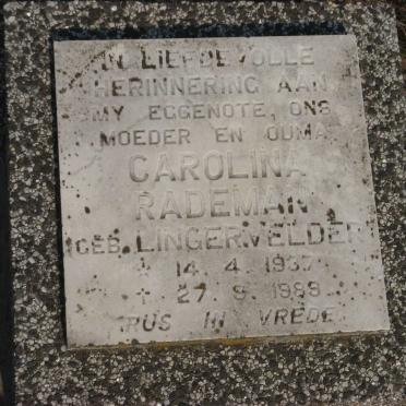 RADEMAN Carolina nee LINGERVELDER 1937-1989