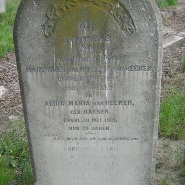 REENEN Marthines van Niekerk, van -1897 &amp; Alida Maria HAUSER -1910 :: REENEN Christina Maria, van 1913-1987
