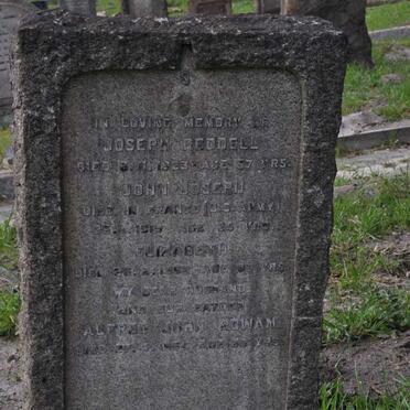 REDDELL Joseph -1923 :: ? John Joseph -191? :: Elizabeth -1952 :: Alfred John Rowan -19?4