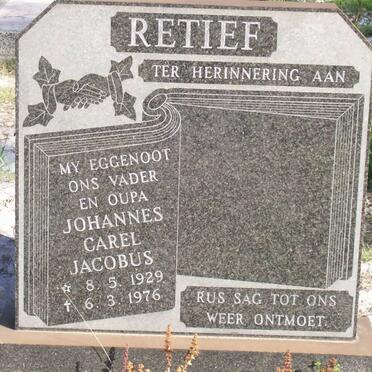 RETIEF Johannes Carel Jacobus 1929-1976