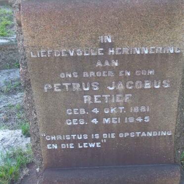 RETIEF Petrus Jacobus 1881-1945