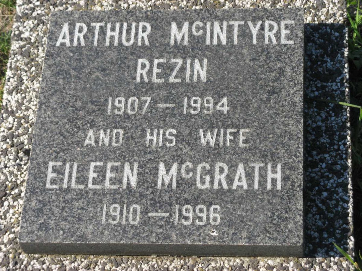 REZIN Arthur McIntyre 1907-1994 &amp; Eileen McGRATH 1910-1996
