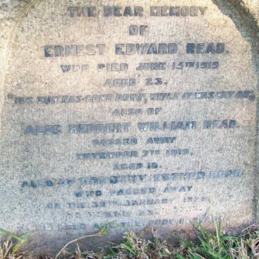 READ Ernest Edward -1919 :: READ Alec Herbert William -1919 :: READ Dorothy Esther -1922