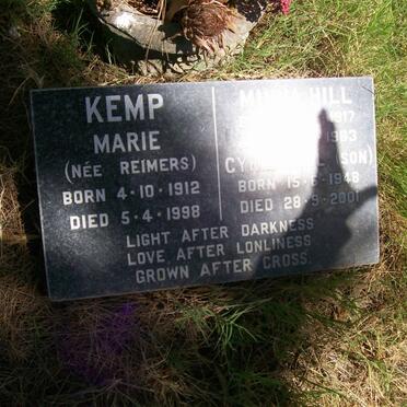 KEMP Marie nee REIMERS 1912-1998 :: HILL Minna 1917-1983 :: HILL Cyril 1948-2001
