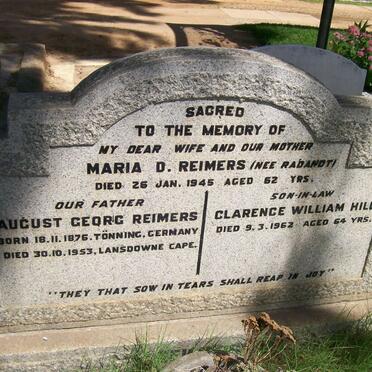 REIMERS August Georg 1876-1953 ::  RADANOT Maria D. -1943 :: HILL Clarence William -1962