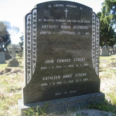 RICHMOND Anthony Robin 1929-1969 :: STOCKS John Edward 1903-1992 &amp; Kathleen Annie 1906-1989