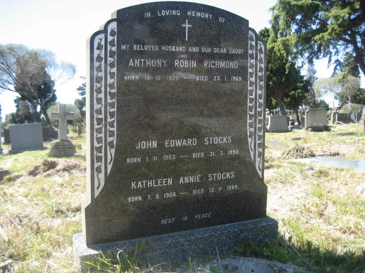 RICHMOND Anthony Robin 1929-1969 :: STOCKS John Edward 1903-1992 &amp; Kathleen Annie 1906-1989