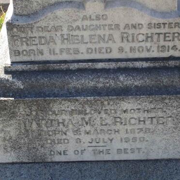 RICHTER Martha M.L. 1878-1950 :: RICHTER Freda Helena  1914-1914