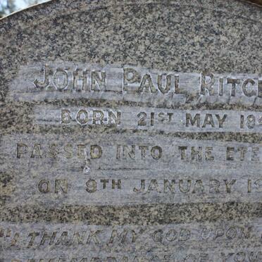 RITCHIE John Paul 1843-1920 &amp; Phebe Milligan -1930