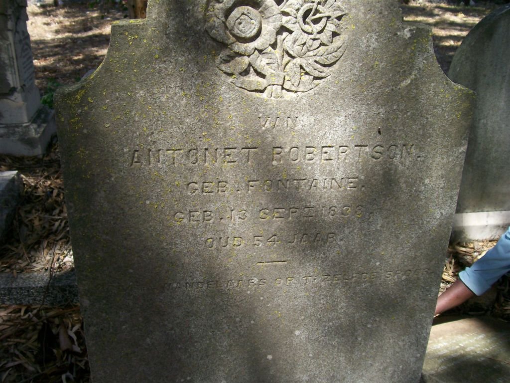 ROBERTSON Antonet nee FONTAINE 1833-