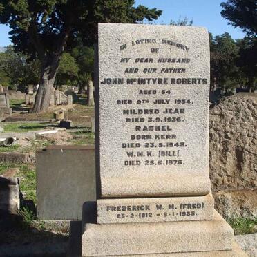 ROBERTS John McIntyre -1934 &amp; Rachel KERR -1948