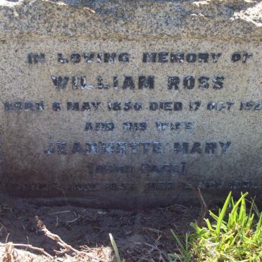 ROSS William 1850-1925 &amp; Jeanette Mary PAGE 1858-1931