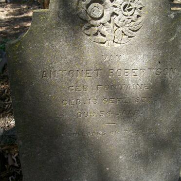 ROBERTSON Antonet nee FONTAINE 1833-