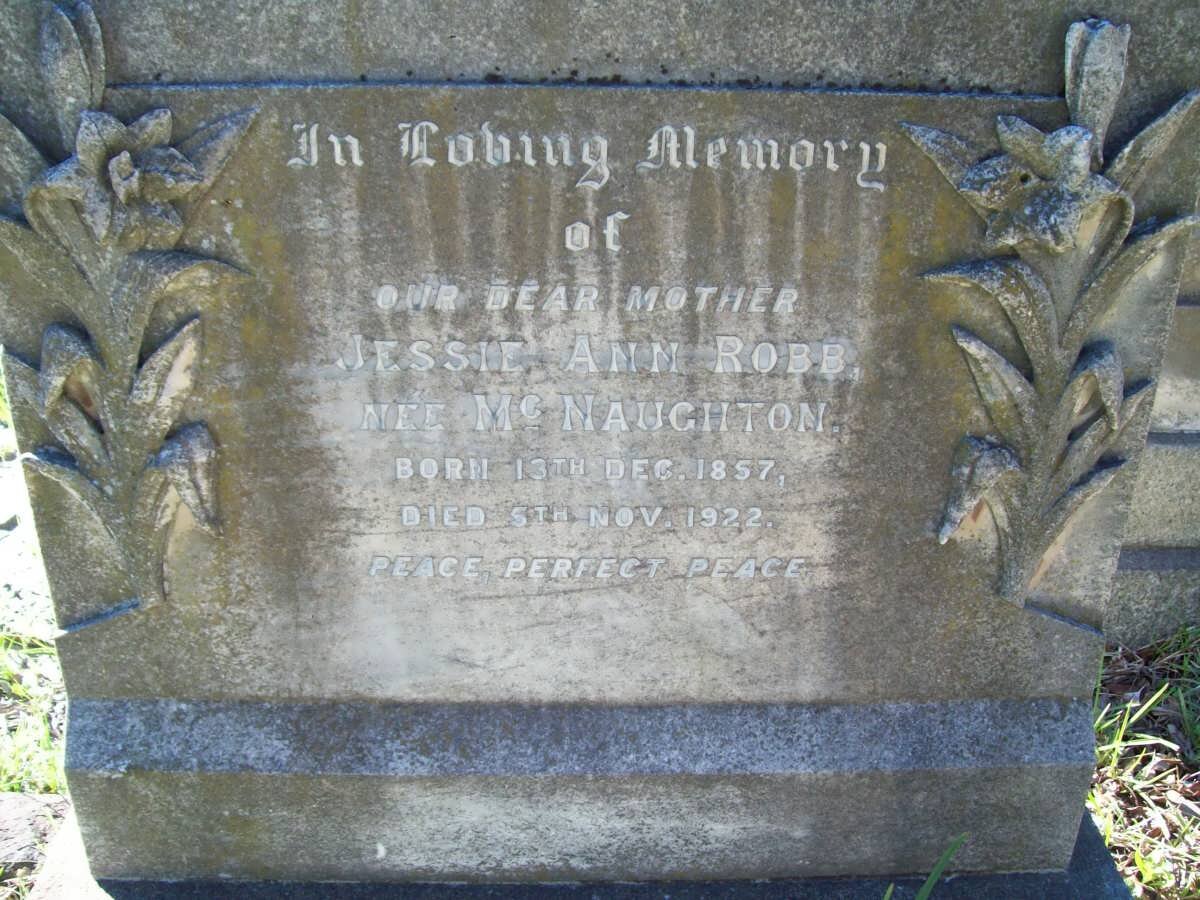 ROBB Jessie Ann nee McNAUGHTON 1857-1922