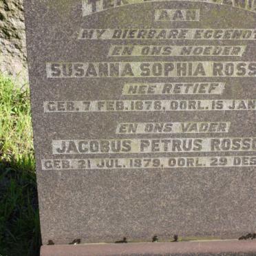 ROSSOUW Jacobus Petrus 1879-1962 &amp; Susanna Sophia RETIEF 1878-1946