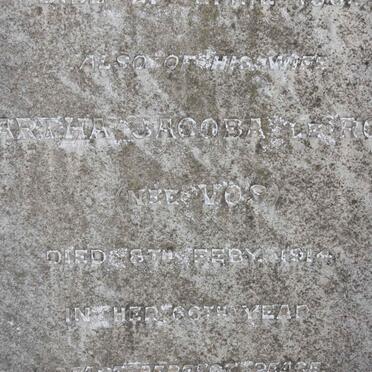 ROES Johan Michael Ferdinand, le 1857-1908 &amp; Martha Jacoba VOS -1914