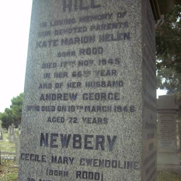 HILL Andrew George -1946 &amp; Kate Marion Helen ROOD -1945 :: NEWBERY Cecile Mary Gwendoline nee ROOD 1900-1991