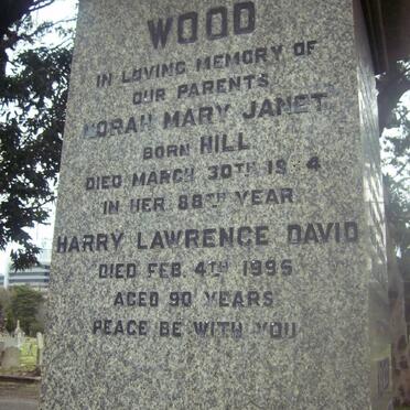 WOOD Harry Lawrence David -1995 &amp; Norah Mary Janet HILL 19?4