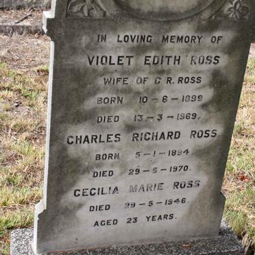 ROSS Charles Richard 1894-1970 &amp; Violet Edith 1899-1969 :: ROSS Cecilia Marie -1946