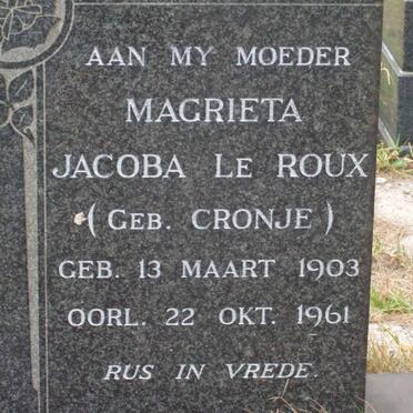 ROUX Magrieta Jacoba, Le nee CRONJE 1903-1961