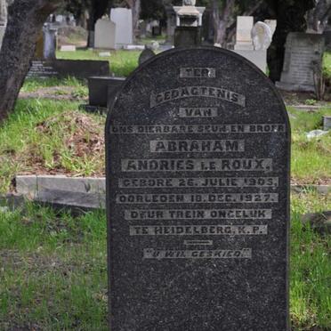 ROUX Abraham Andries, le 1905-1927