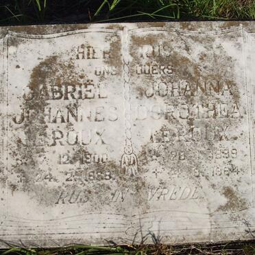 ROUX Gabriel Johannes, le 1900-1968 &amp; Johanna Dorothea 1899-1984